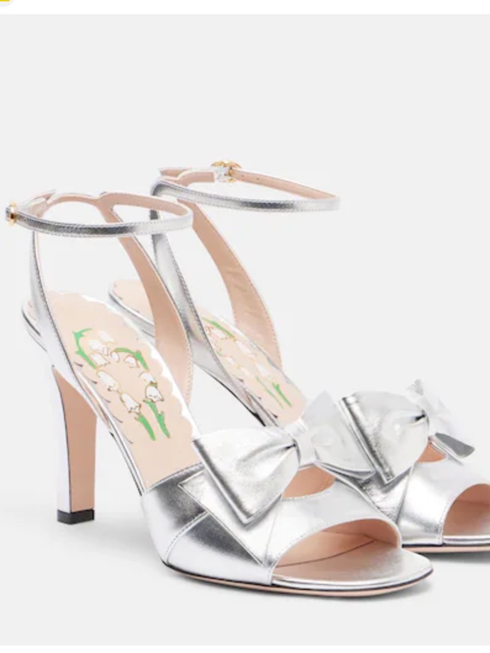 Valentino Garavani Silver Bow Leather Sandals